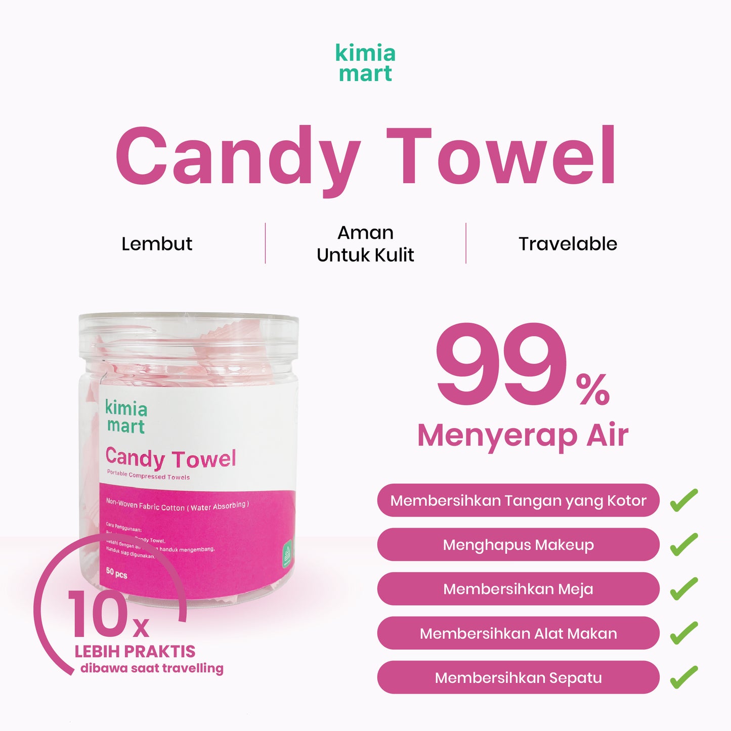 Compressed Towel - Handuk Travel / Handuk Permen 50 pcs